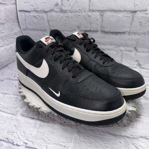 Nike Air Force 1 Low Mini Swoosh Mens 13 AF1 Black White 820266-021 Leather